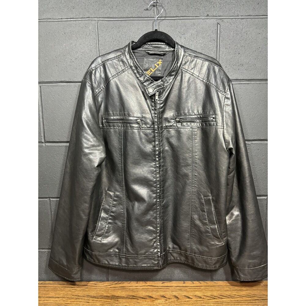 Helix Men’s XL Faux Leather Moto Jacket Black Zip Front